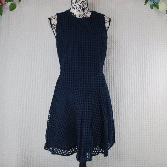 MADEWELL Navy Blue Eyelet Sleeveless Dress  10 - Picture 5 of 10